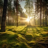 Forest grass sun landscape. 