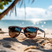 Sunglasses summer sand sea. 