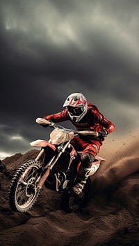 photo of a dirt biker jumping over obstacles.  