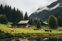 Farm architecture landscape grassland. AI generated Image by rawpixel.