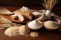 Table bread food wood. AI generated Image by rawpixel.