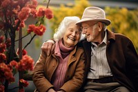 Old couple portrait smiling adult. 