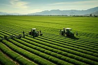 Green crops harvesting outdoors machine. 