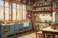 Kitchen furniture cottage table. AI generated Image by rawpixel.