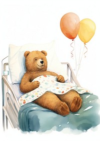 Chubby animal character sick bed furniture balloon. 