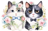 Cats married animal mammal flower. AI generated Image by rawpixel.