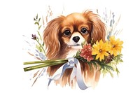Dog flower bouquet animal papillon spaniel. AI generated Image by rawpixel.