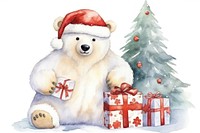 Polar bear celebrating Christmas christmas cartoon white. 