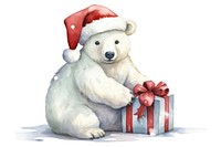 Polar bear celebrating Christmas christmas cartoon mammal. 