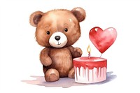 Teddy bear cake candle heart love. AI generated Image by rawpixel.
