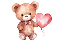 Teddy bear heart toy white background representation. 