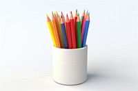 Pencil holder white background arrangement paintbrush. AI generated Image by rawpixel.