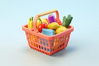 Basket grocery white background supermarket. 