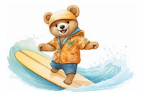 Surfing sports cute bear. AI generated Image by rawpixel.
