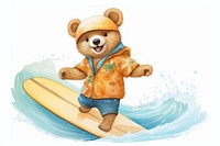 Surfing sports cute bear. 