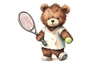 Bear playing tennis cartoon racket sports. 