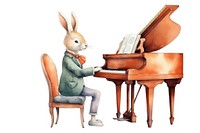 Rabbit playing piano keyboard musician pianist. 