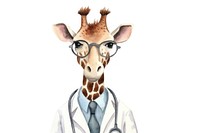 Animal doctor giraffe glasses cartoon. 