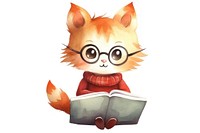 Cat reading publication cartoon cute. AI generated Image by rawpixel.
