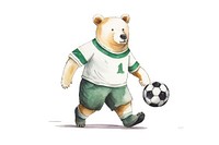 Bear playing soccer football cartoon sports. AI generated Image by rawpixel.