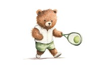 Bear playing tennis cartoon racket sports. AI generated Image by rawpixel.