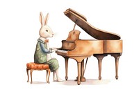 Rabbit playing piano keyboard musician pianist. 