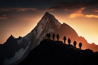 Mountain silhouettes hiking landscape adventure panoramic. 