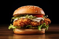 Fried chicken burger food hamburger vegetable. AI generated Image by rawpixel.
