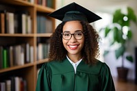 African-American female professional wearing glasses student smiling smile. 