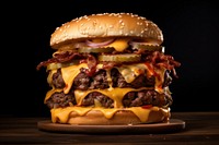 Double cheeseburger food hamburger condiment. 