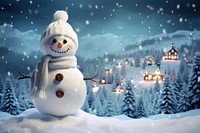 Happy snowman winter landscape christmas. AI generated Image by rawpixel.