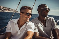 Gay couple photography sunglasses portrait. 