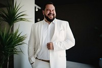 Plus size groom smiling blazer adult. 