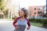 Mature woman running jogging adult architecture. 