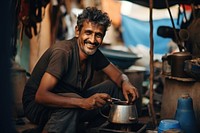 Brewing tea smiling adult man. AI generated Image by rawpixel.