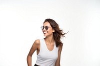 Sunglasses woman portrait laughing. AI generated Image by rawpixel.