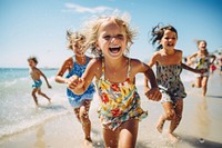 Kids playing vacation summer child. AI generated Image by rawpixel.