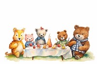 Animals celebrating thanksgiving plate food toy. 