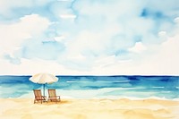 Sandy beach furniture landscape painting. 