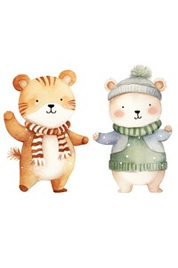 Animal snow fight cartoon mammal cute. AI generated Image by rawpixel.