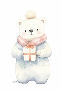 Polar bear wearing a winter coat snowman cartoon cute. 