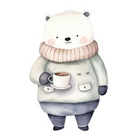 Polar bear wearing a winter outfit coffee snowman cartoon. AI generated Image by rawpixel.