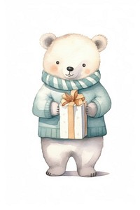 Polar bear wearing a winter coat cartoon cute toy. 