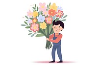 Man delivering a huge flower bouquet cartoon plant white background. AI generated Image by rawpixel.