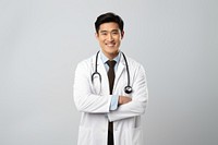 Doctor adult male white background. 