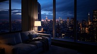 New york Apartment with night sky.  