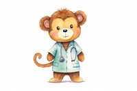 Monkey cartoon toy white background. AI generated Image by rawpixel.