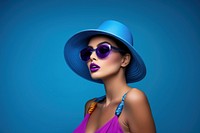 Hispanic glamorous female model sunglasses lipstick portrait. 