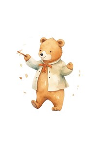 Bear dancing cartoon toy white background. AI generated Image by rawpixel.