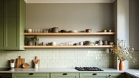 Aesthetic kitchen furniture shelf wood. AI generated Image by rawpixel.